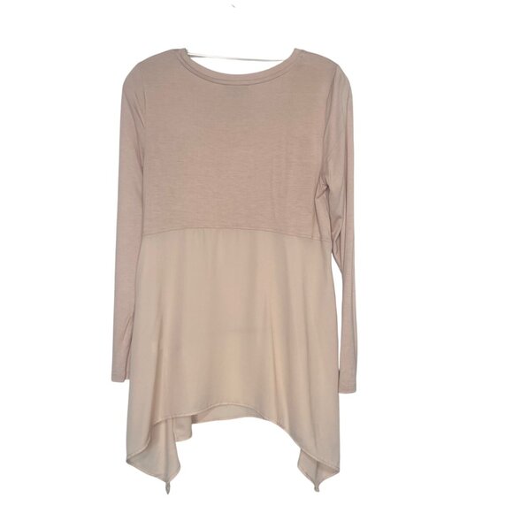 Neiman Marcus Shirt Womens Small Blush Pink Long Sleeve Asymmetrical Hem - Picture 2 of 7